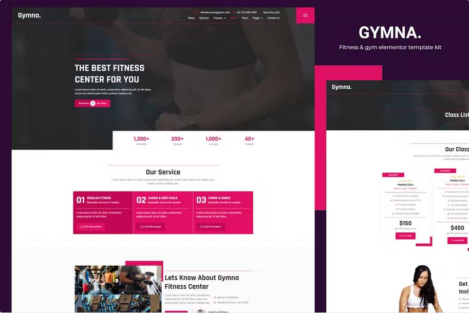 GYMNA – FITNESS & GYM ELEMENTOR TEMPLATE KIT